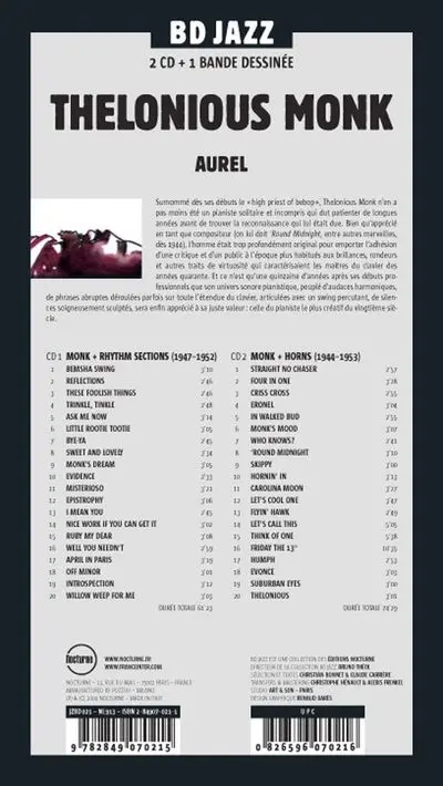 Verso de l'album BD Jazz Thelonius Monk