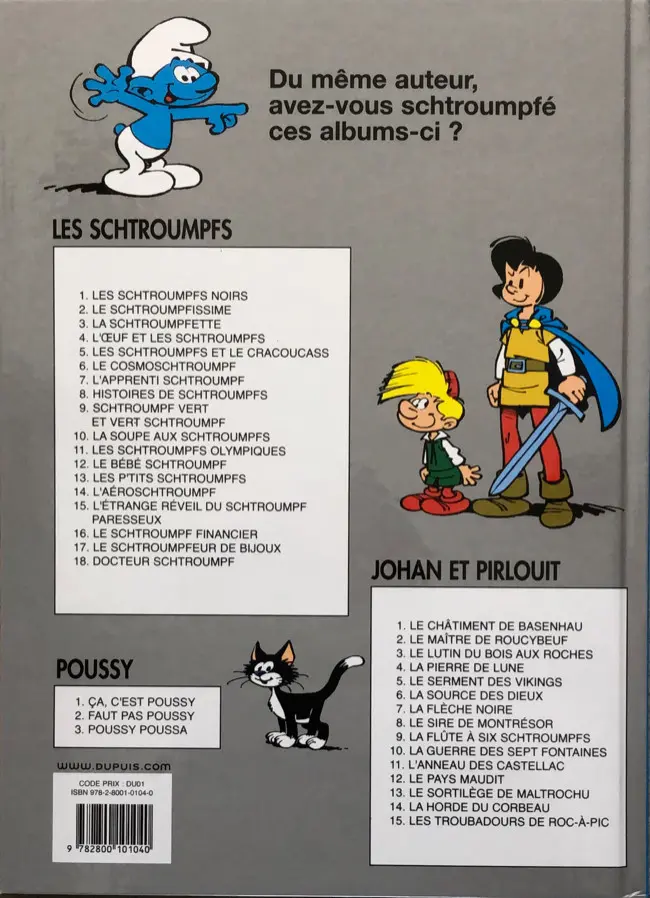 Verso de l'album Johan et Pirlouit Tome 10 La guerre des 7 fontaines