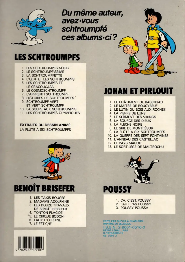Verso de l'album Les Schtroumpfs Tome 10 La soupe aux Schtroumpfs