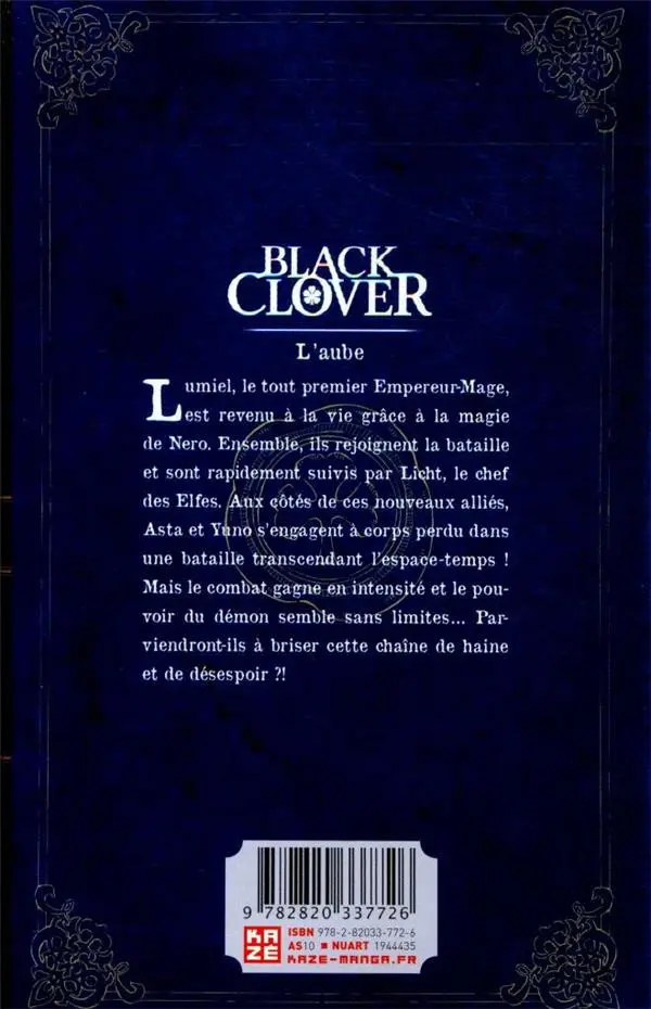 Verso de l'album Black Clover 22
