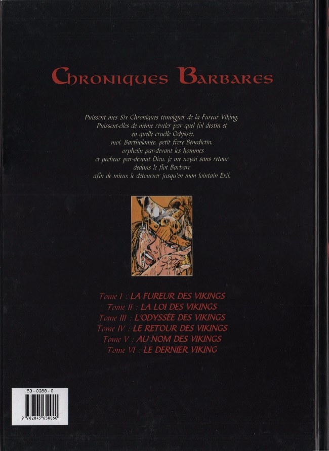 Verso de l'album Chroniques Barbares Tome 6 Le dernier Viking