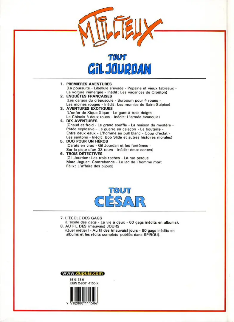 Verso de l'album Gil Jourdan Tout Gil Jourdan Tome 2 Enquêtes françaises