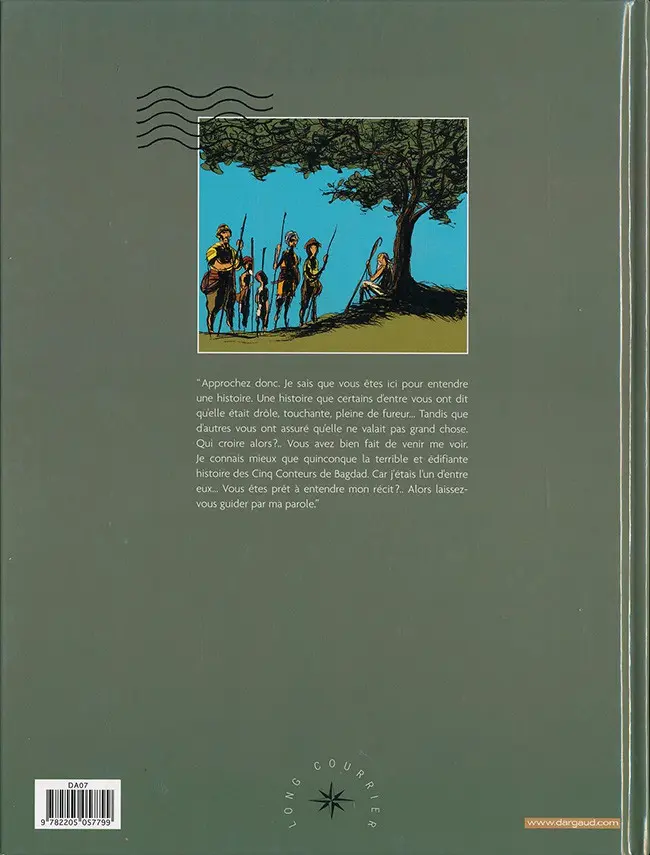 Verso de l'album Les Cinq Conteurs de Bagdad