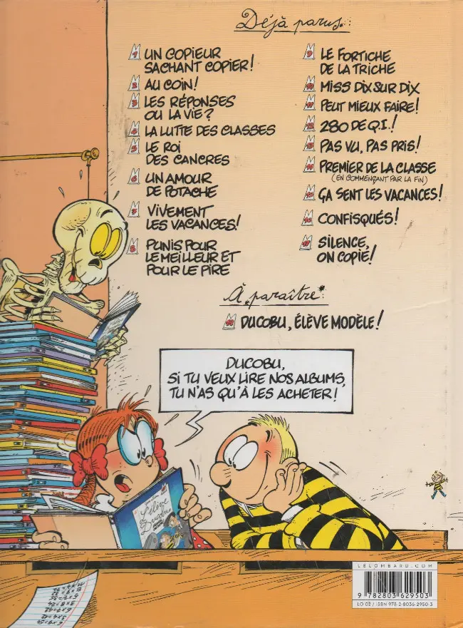 Verso de l'album L'Élève Ducobu Tome 14 Premier de la classe