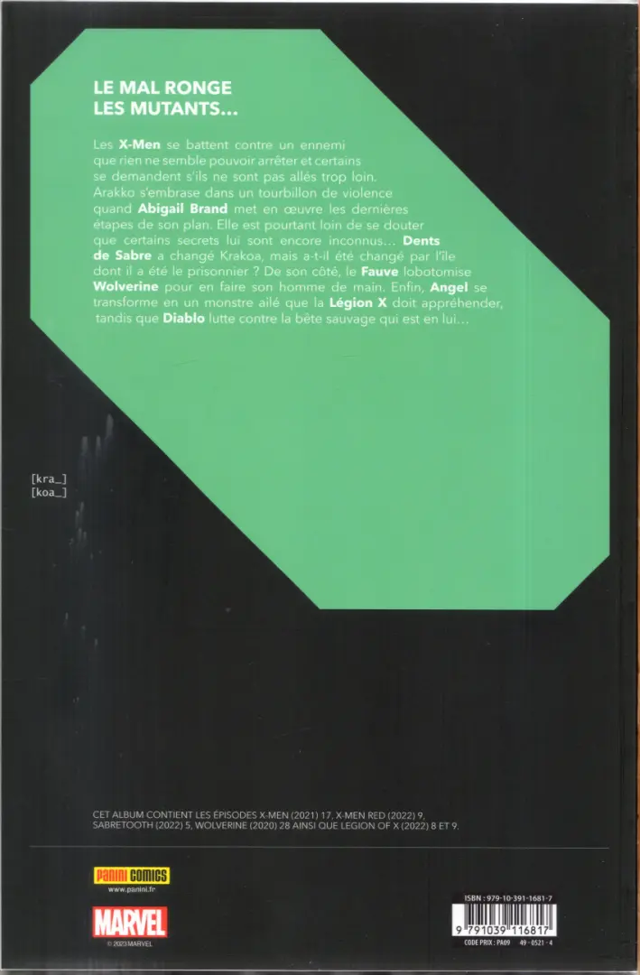 Verso de l'album Destiny of X Volume 15