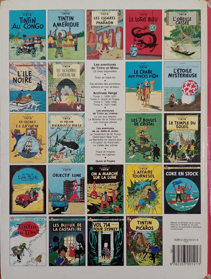 Verso de l'album Tintin Tome 22 Vol 714 pour Sydney