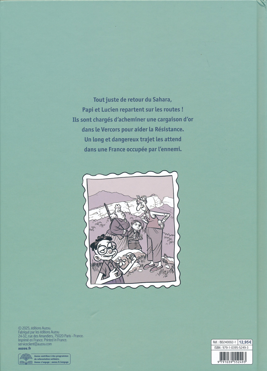 Verso de l'album La drôle de guerre de Papi et Lucien 4 Opération : Résistance !