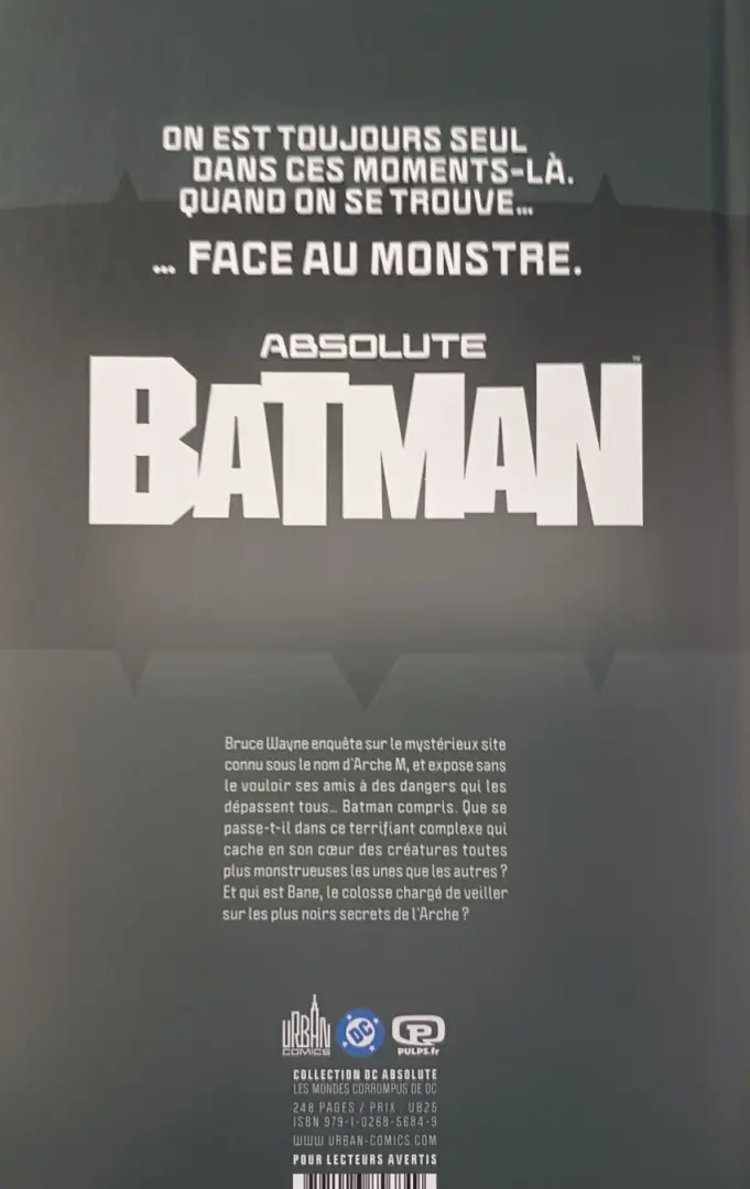 Verso de l'album Absolute Batman Tome 2 Abomination