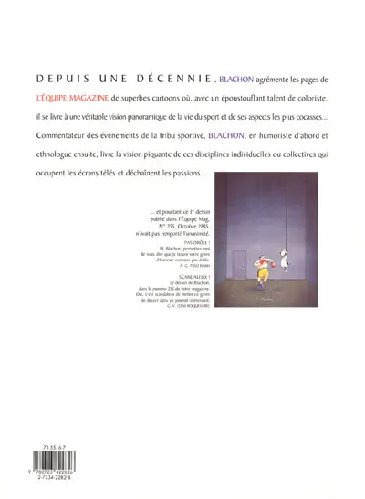 Verso de l'album Blachon - 10 ans de dessins à l'Equipe
