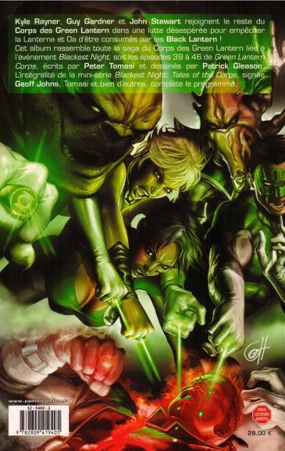 Verso de l'album Blackest Night - Green Lantern Corps