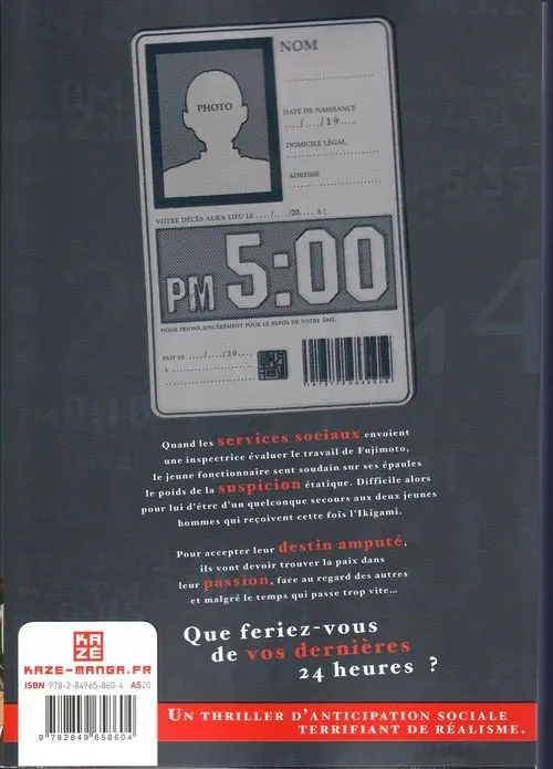 Verso de l'album Ikigami - Préavis de mort 7 Photo souvenir - un rêve à réaliser