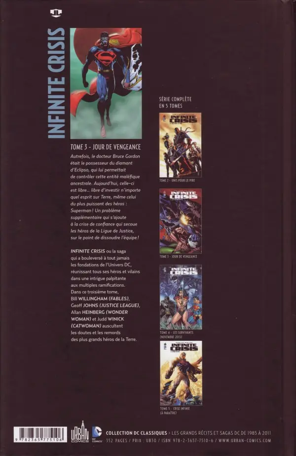 Verso de l'album Infinite Crisis Tome 3 Jour de vengeance