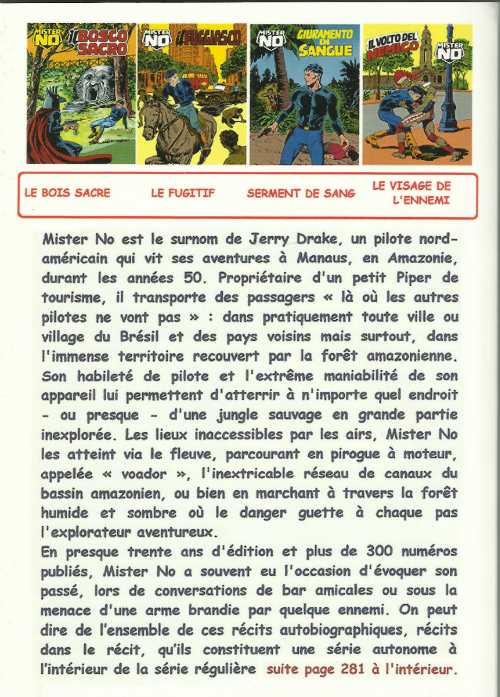 Verso de l'album Mister No Tome 1 le dard empoisonné