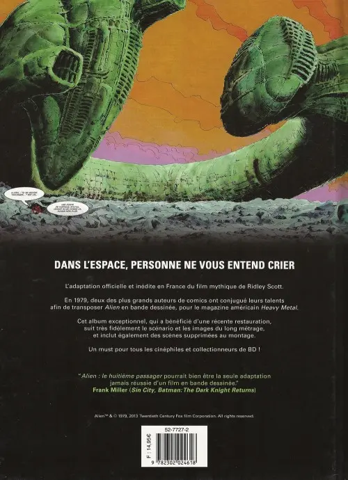 Verso de l'album Alien - Le Huitième Passager