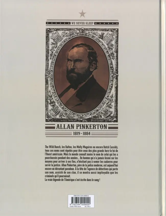 Verso de l'album Pinkerton Tome 4 Dossier Allan Pinkerton - 1884
