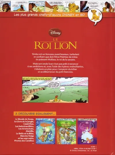 Verso de l'album Les plus grands chefs-d'œuvre Disney en BD Tome 2 Le Roi lion