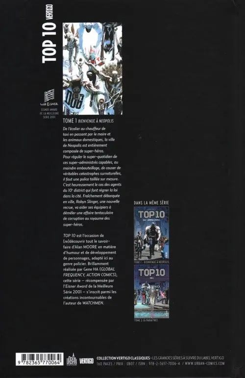 Verso de l'album Top 10 Urban Comics Tome 1 Bienvenue à Neopolis