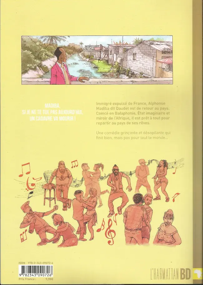 Verso de l'album Les Tribulations d'Alphonse Madiba dit Daudet Tome 2 Le Retour en France d'Alphonse Madiba dit Daudet