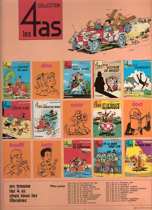 Verso de l'album Les 4 as Tome 1 Les 4 as et le serpent de mer