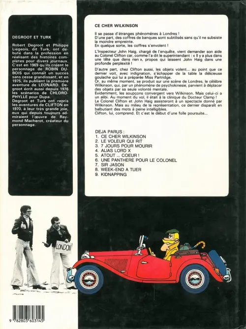 Verso de l'album Clifton Tome 1 Ce cher Wilkinson