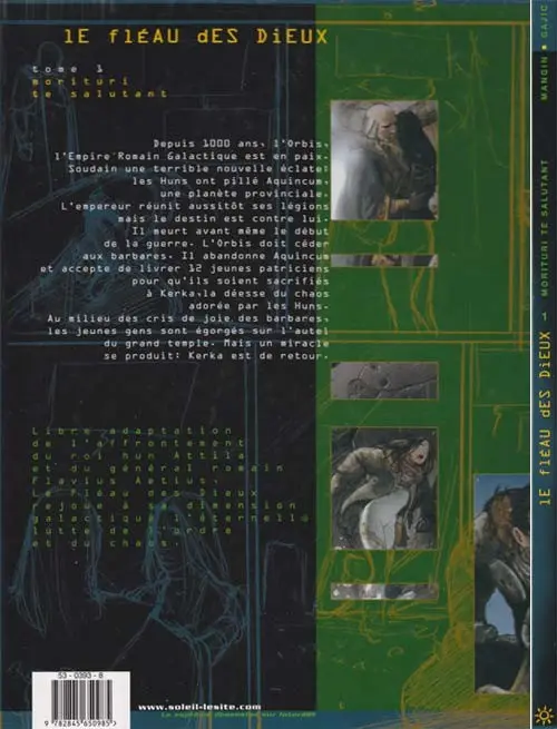 Verso de l'album Le Fléau des dieux Tome 1 Morituri te salutant