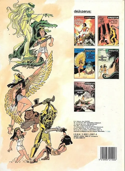 Verso de l'album Papyrus Tome 6 Les quatre doigts du dieu lune