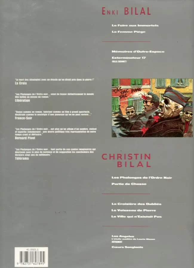 Verso de l'album Les Phalanges de l'ordre noir