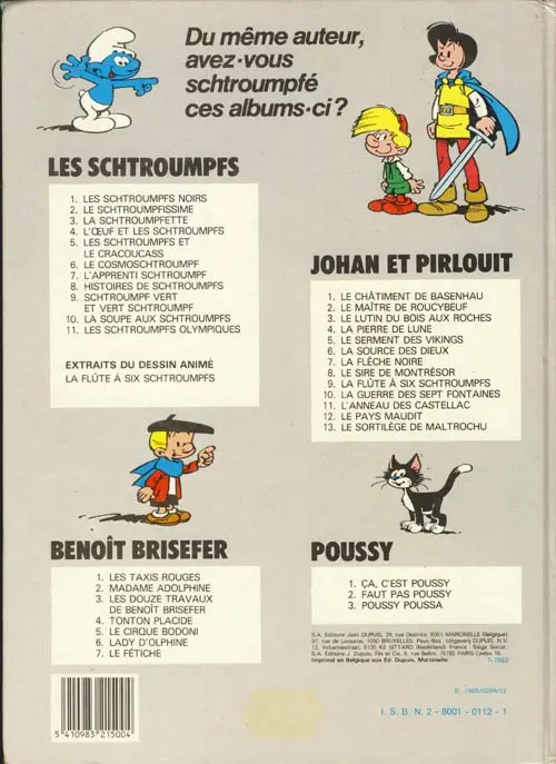 Verso de l'album Les Schtroumpfs Tome 5 Les Schtroumpfs et le Cracoucass