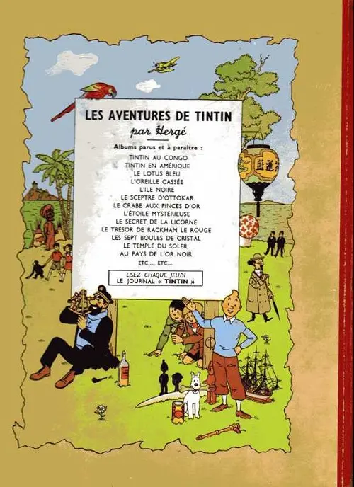 Verso de l'album Tintin Tome 10 L'étoile mystérieuse