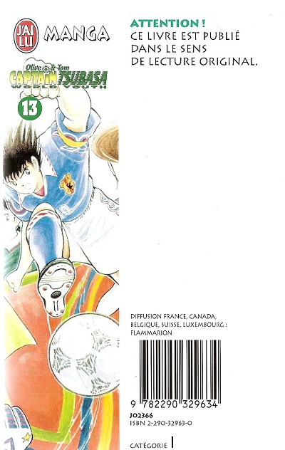 Verso de l'album Captain Tsubasa (Olive & Tom) - World Youth Tome 13 L'Histoire d'un ballon donné !!