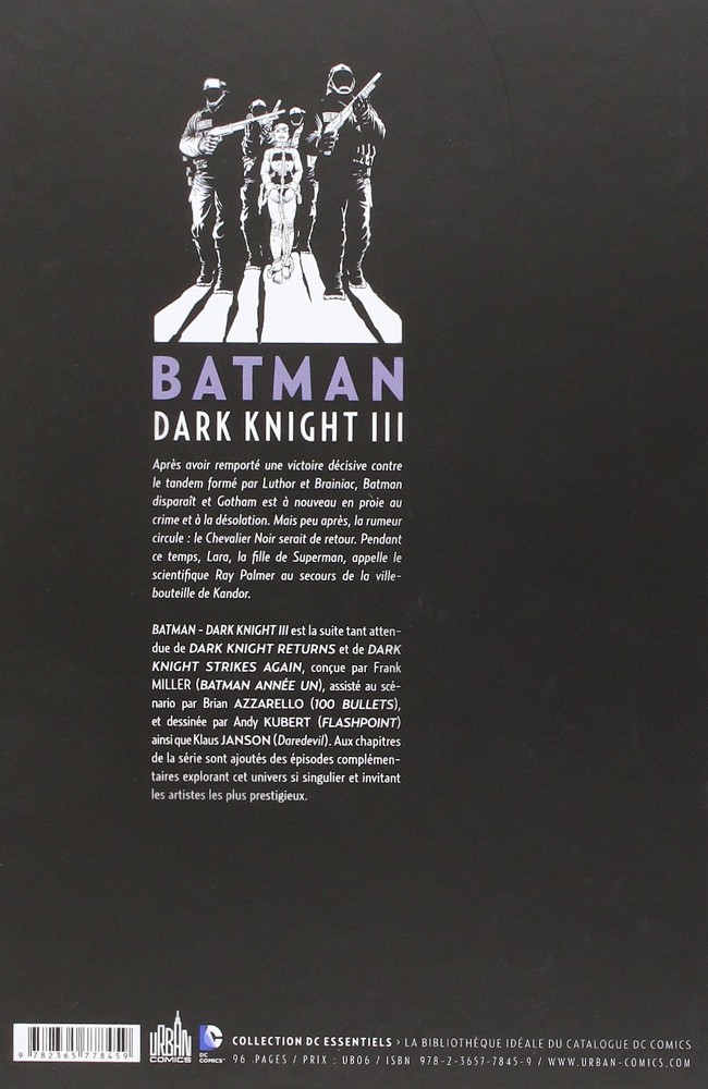 Verso de l'album Batman - Dark Knight III Tome 1