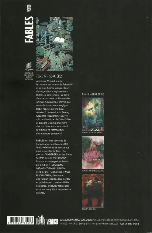 Verso de l'album Fables Tome 17 Sorcières