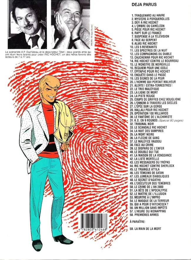 Verso de l'album Ric Hochet Tome 58 Premières armes