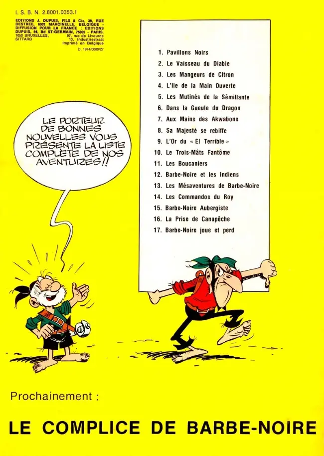Verso de l'album Le Vieux Nick et Barbe-Noire Tome 18 Le feu de la colère