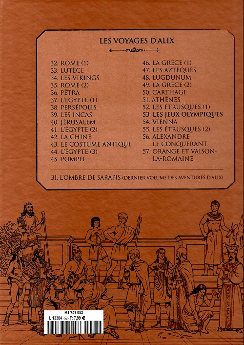 Verso de l'album Alix La collection Tome 53 Les voyages d'Alix - Les jeux olympiques
