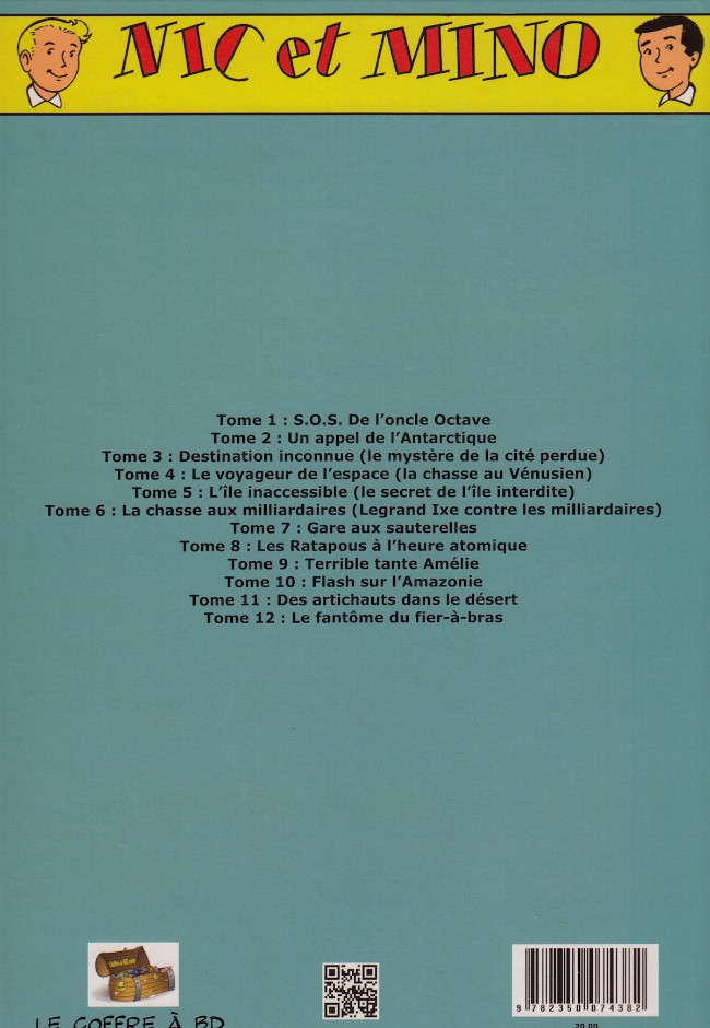 Verso de l'album Nic et Mino Le Coffre à BD Tome 12 Le fantôme du Fier-à-Bras