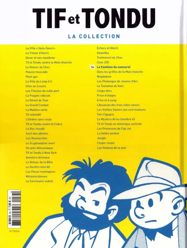 Verso de l'album Tif et Tondu La collection Tome 34 Le Fantôme du samouraÎ