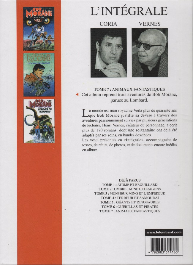 Verso de l'album Bob Morane L'Intégrale 7 Animaux fantastiques