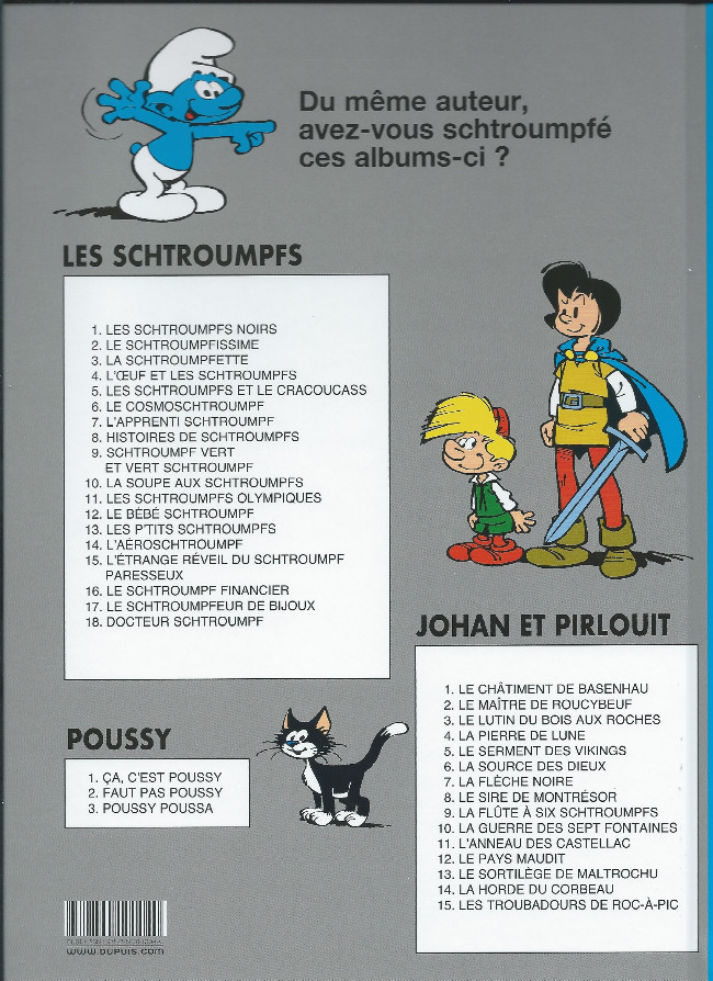 Verso de l'album Johan et Pirlouit Tome 10 La guerre des 7 fontaines