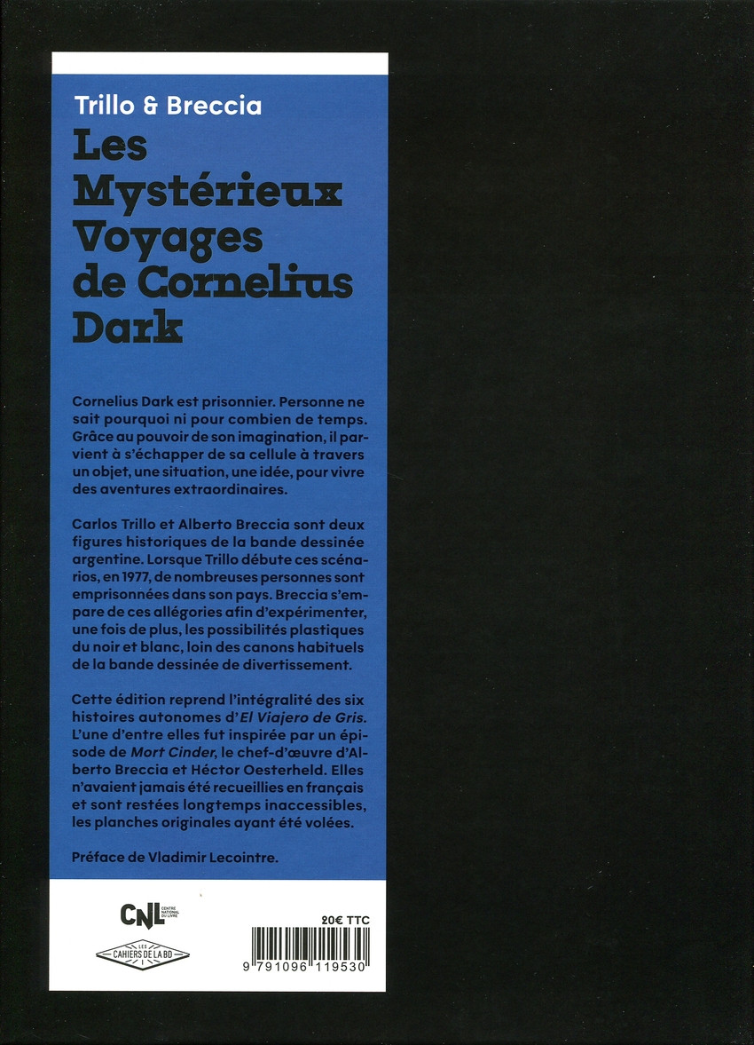 Verso de l'album Les mystérieux Voyages de Cornelius Dark