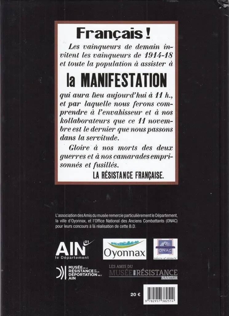 Verso de l'album L'ain : Résistance et Déportation Tome 2 Oyonnax - Ils ont osé - Le maquis défile le 11 novembre 1943