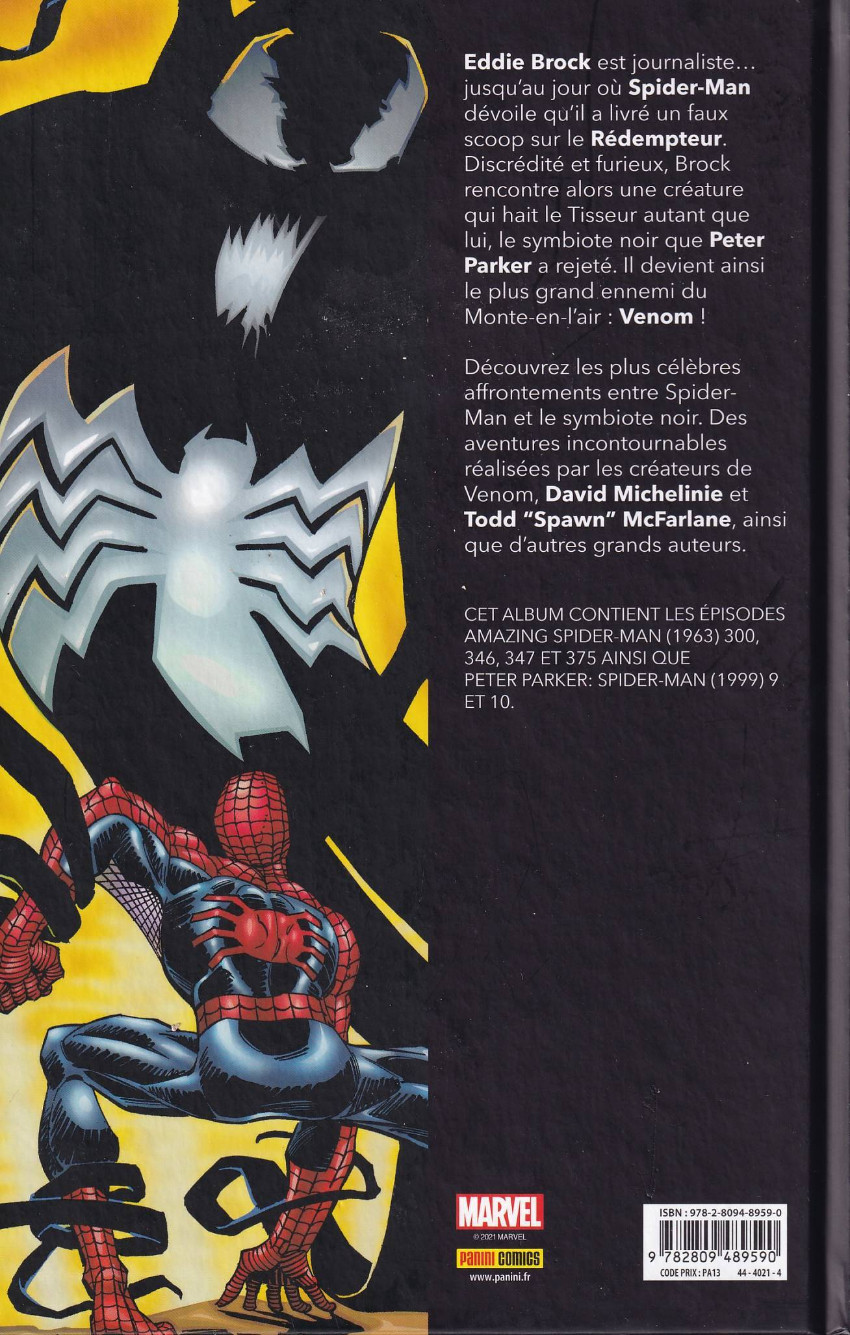 Verso de l'album Spider-man VS. Tome 1 Spider-man VS Venom