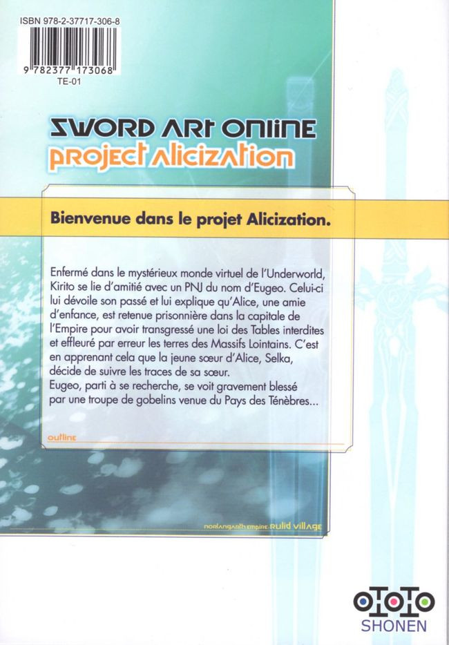 Verso de l'album Sword art online - Project Alicization 003