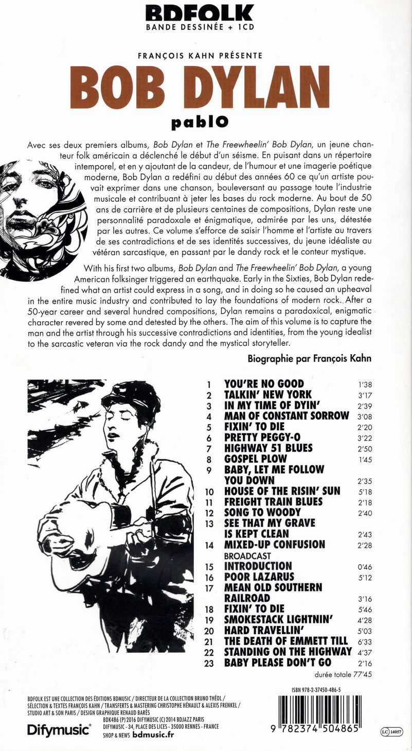 Verso de l'album BD Folk Bob Dylan