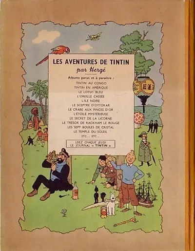 Verso de l'album Tintin Tome 13 Les 7 boules de cristal
