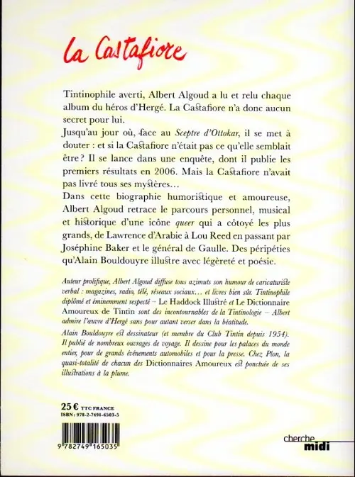 Verso de l'album La Castafiore Nouvelle biographie très enrichie et toujours non autorisée !