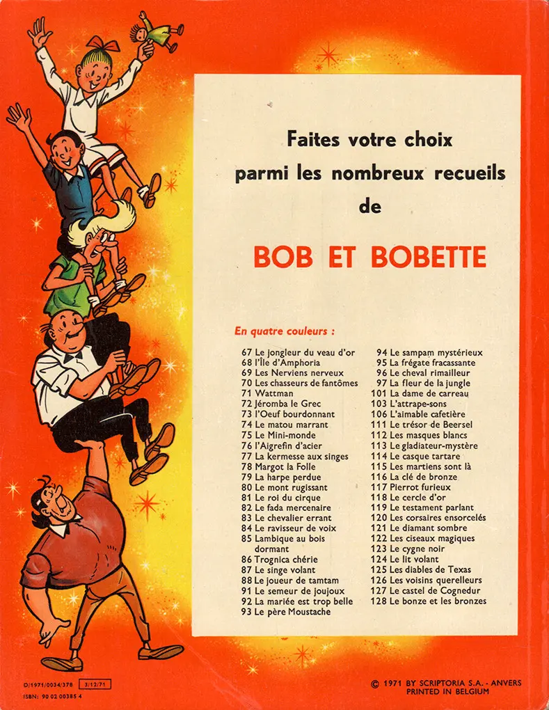 Verso de l'album Bob et Bobette Tome 86 Trognica chérie