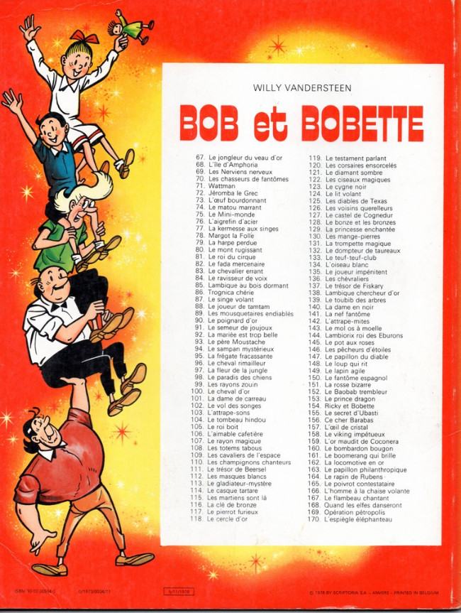 Verso de l'album Bob et Bobette Tome 138 Lambique chercheur d'or