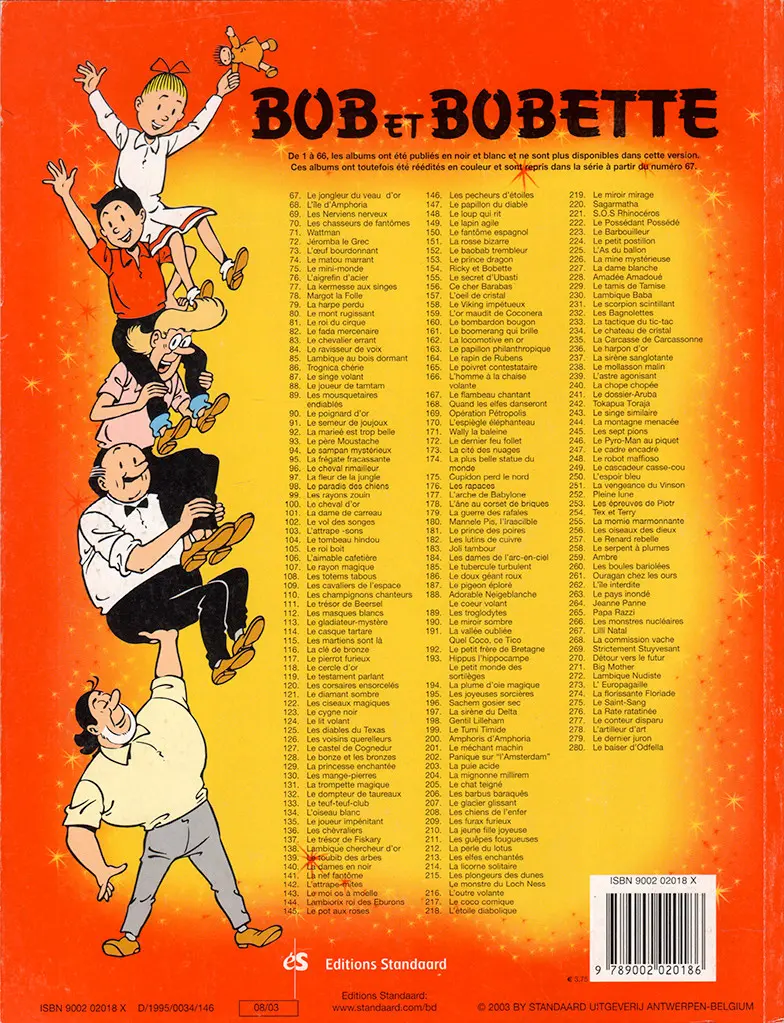 Verso de l'album Bob et Bobette Tome 245 Les sept pions
