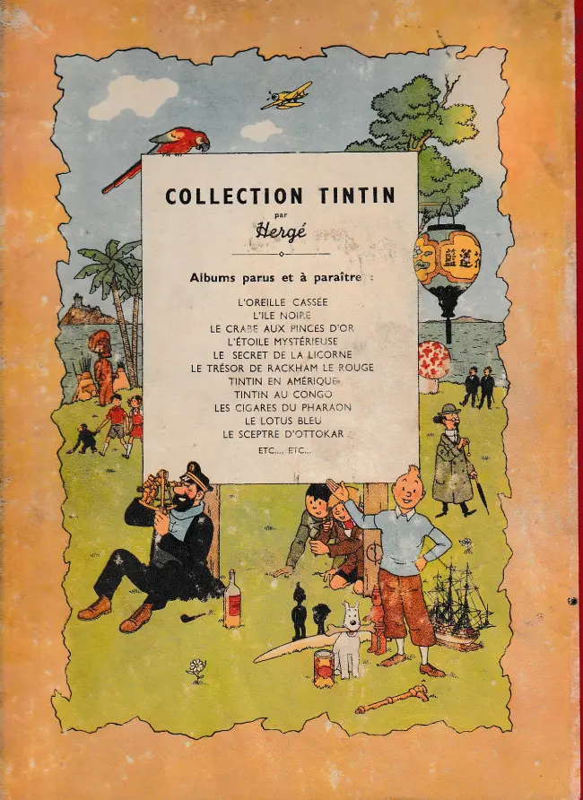 Verso de l'album Tintin Tome 2 Tintin au Congo
